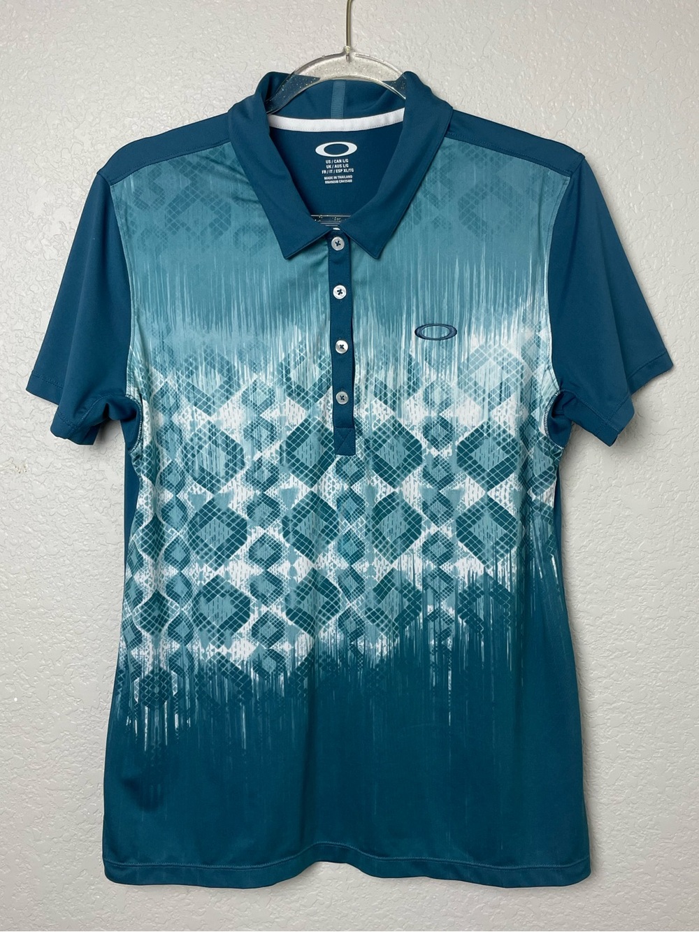 Oakley Blue Performance Golf Polo with White Logo Size L